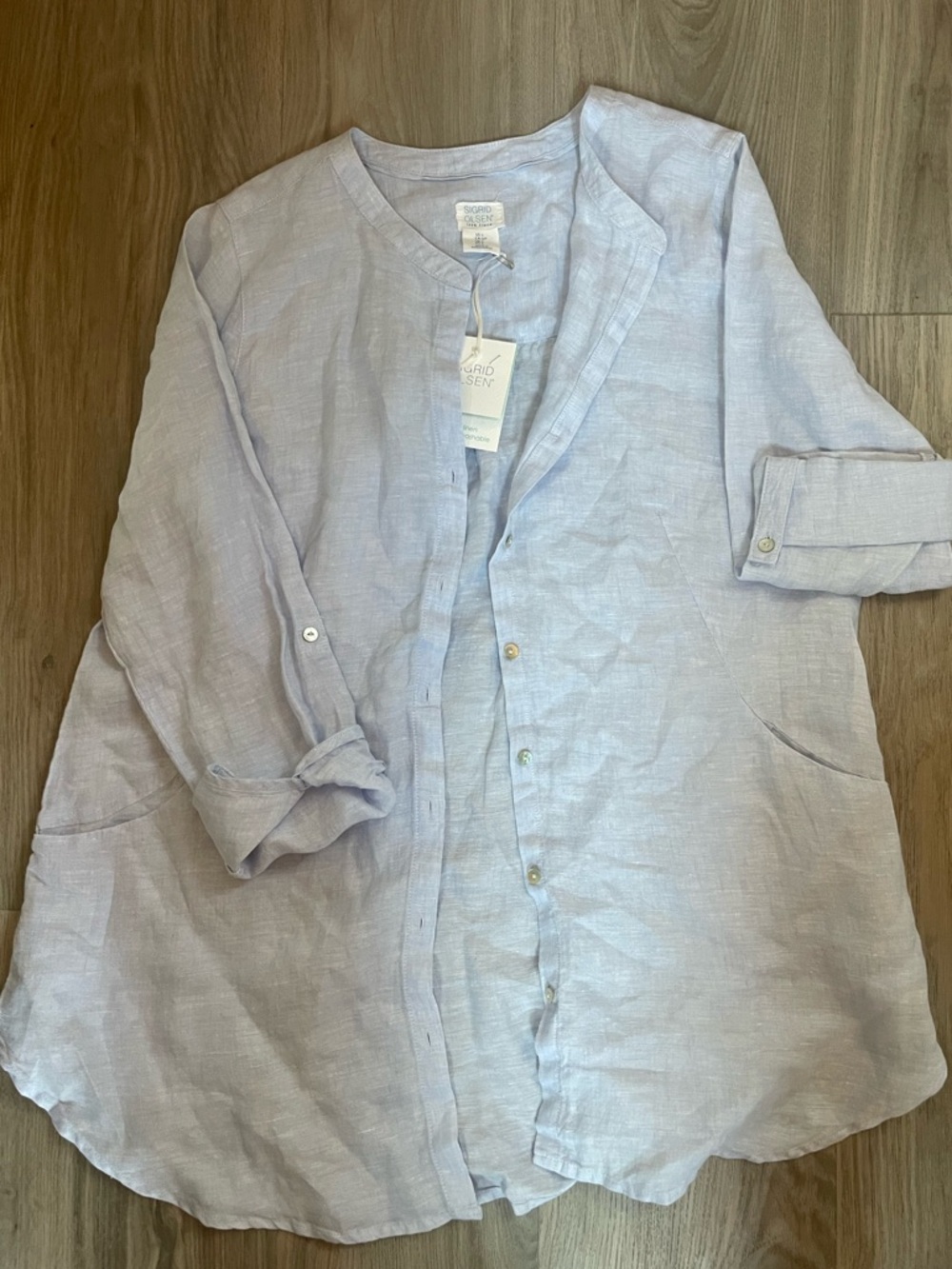 Sigrid Olsen linen tunic button up shirt. NWT size small